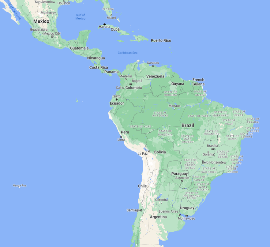 Rosemont Pharmaceuticals - Map of Central and South America